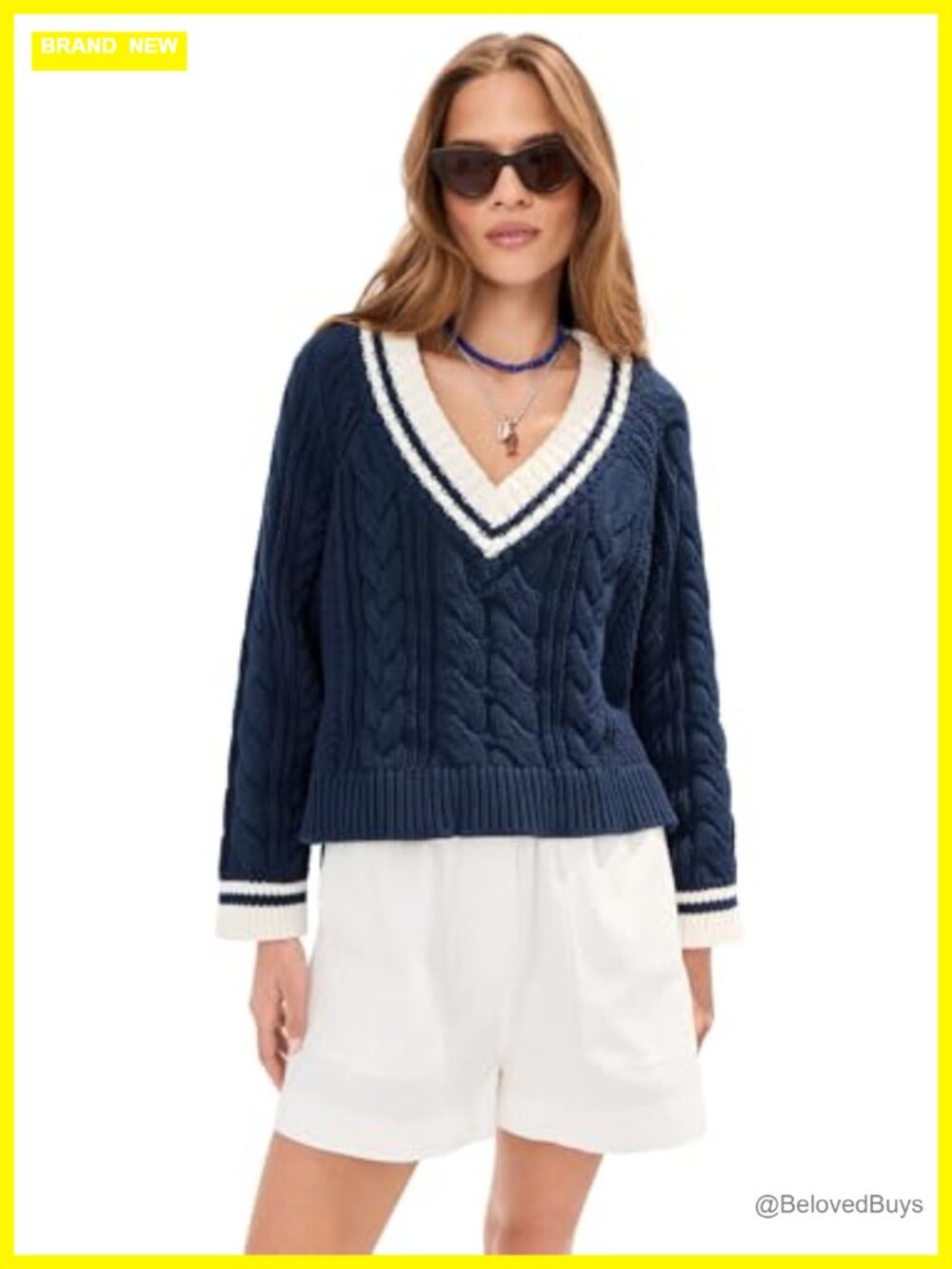 Women's Marley V-Neck Oversized Cable Knit Sweater